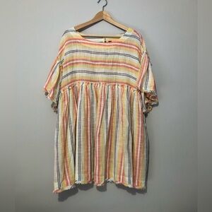 Free People Summer Nights 100% Cotton Raw Edge Size Small Oversized Tunic Dress
